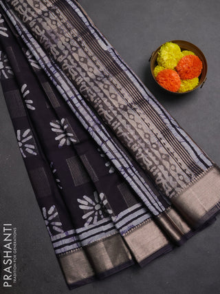 Jamun Semi Chanderi Saree - Batik Prints