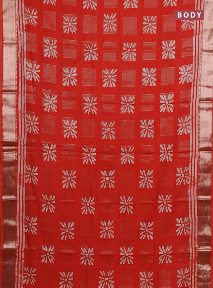 Orange Semi Chanderi Saree - Batik Prints