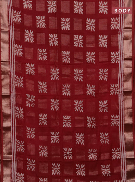 Maroon Semi Chanderi Saree - Batik Prints