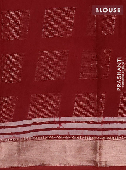Maroon Semi Chanderi Saree - Batik Prints