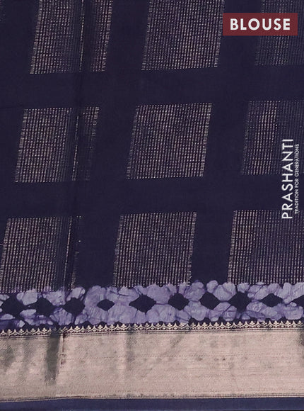 Navy Blue Semi Chanderi Saree - Batik Prints
