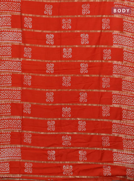 Orange Semi Chanderi Saree - Batik Prints