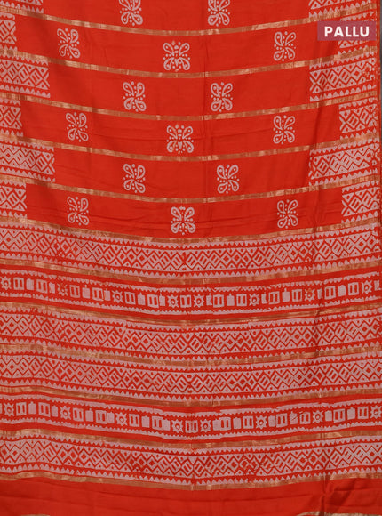 Orange Semi Chanderi Saree - Batik Prints