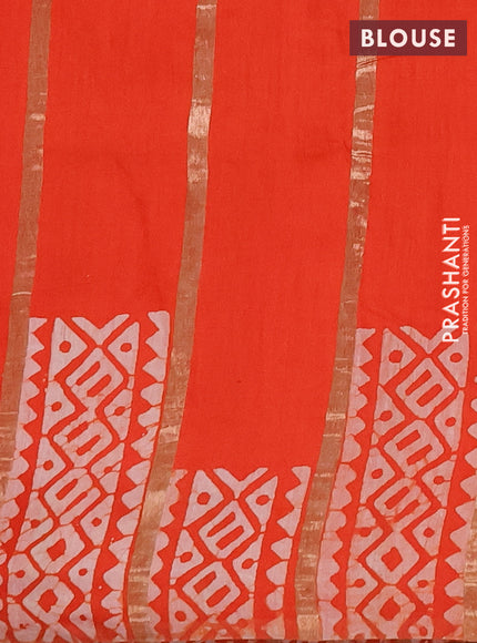 Orange Semi Chanderi Saree - Batik Prints