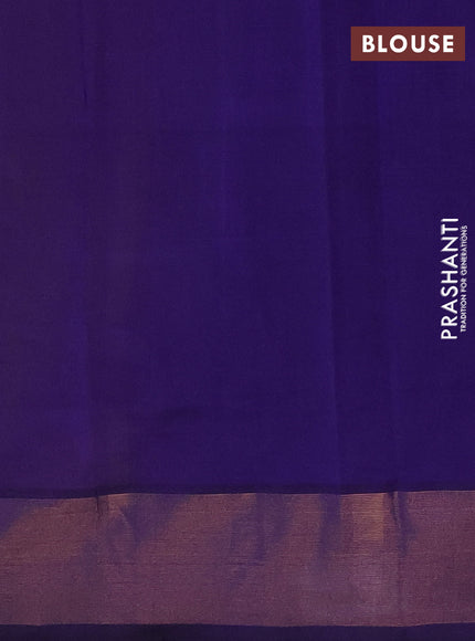 Mustard Yellow & Violet Semi Silk Cotton Saree - Buttas