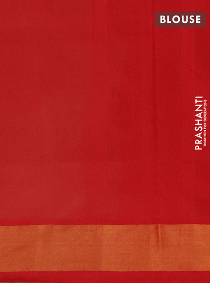 Beige & Red Semi Silk Cotton Saree - Buttas
