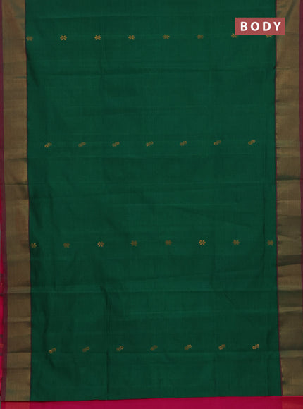 Green & Pink Semi Silk Cotton Saree - Buttas
