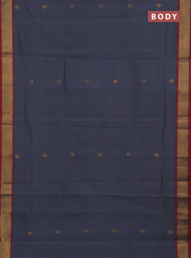 Grey & Red Semi Silk Cotton Saree - Buttas