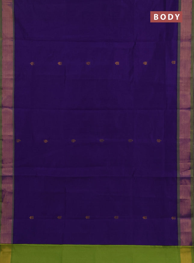Blue & Green Semi Silk Cotton Saree - Buttas