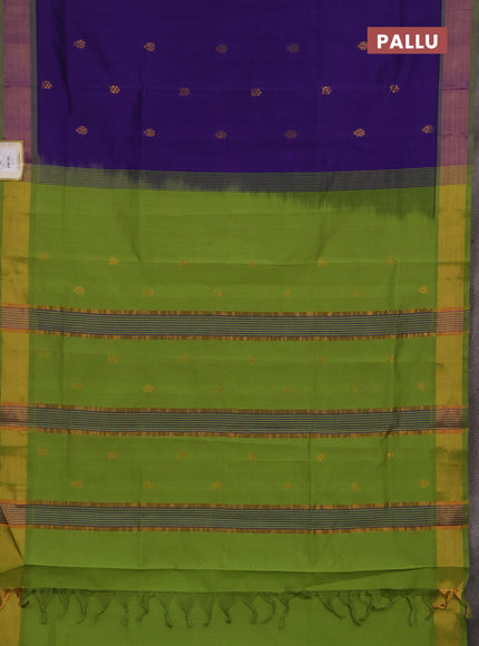 Blue & Green Semi Silk Cotton Saree - Buttas