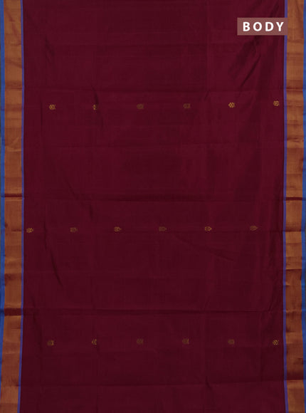 Magenta Pink & Cs Blue Semi Silk Cotton Saree - Buttas