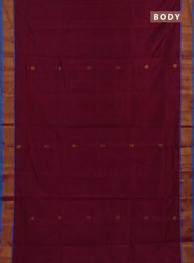 Magenta Pink & Cs Blue Semi Silk Cotton Saree - Buttas