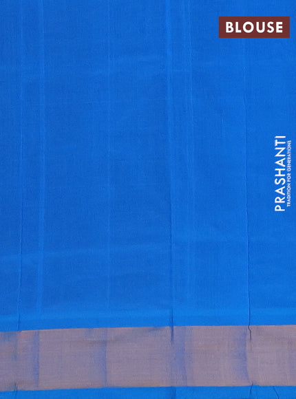 Coffee Brown & Cs Blue Semi Silk Cotton Saree - Buttas