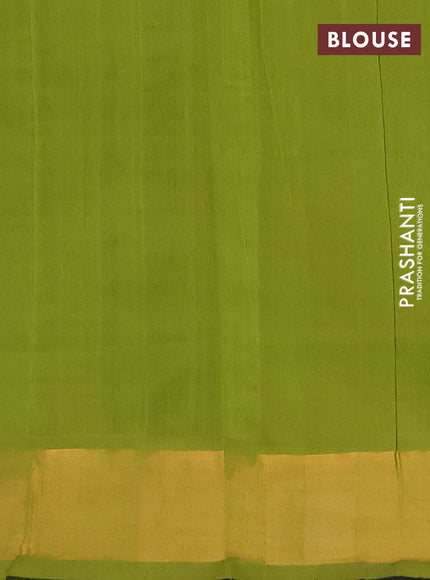 Black & Green Semi Silk Cotton Saree - Buttas