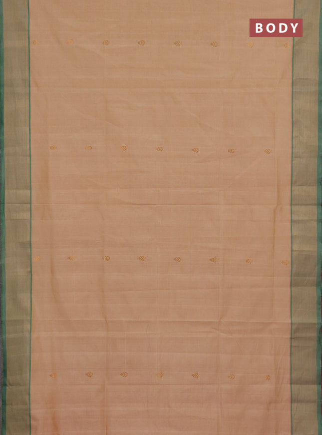 Sandal & Pink Semi Silk Cotton Saree - Buttas