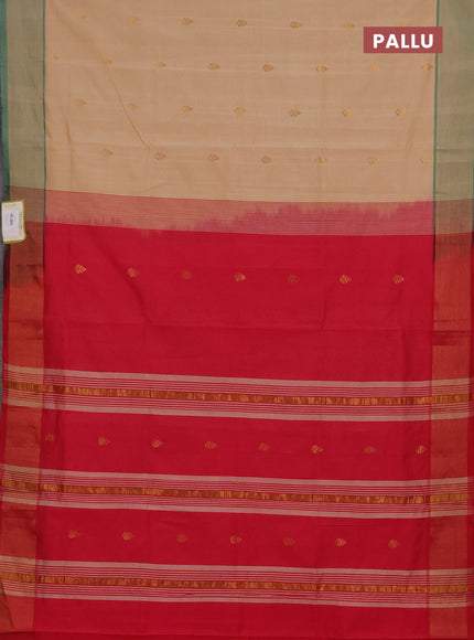 Sandal & Pink Semi Silk Cotton Saree - Buttas