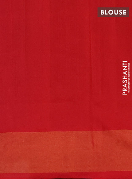 Blue & Red Semi Silk Cotton Saree - Buttas