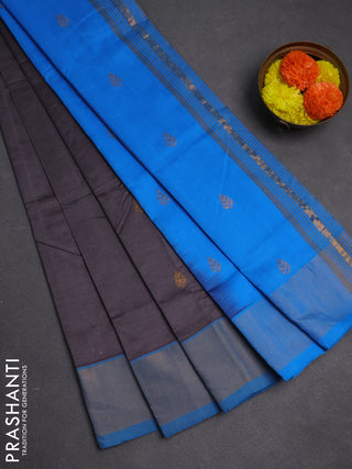 Grey & Cs Blue Semi Silk Cotton Saree - Buttas