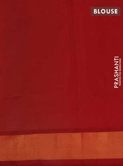 Teal Green & Red Semi Silk Cotton Saree - Buttas