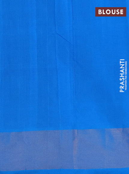 Coffee Brown & Cs Blue Semi Silk Cotton Saree - Buttas