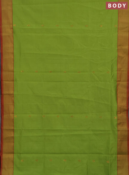 Green & Black Semi Silk Cotton Saree - Buttas
