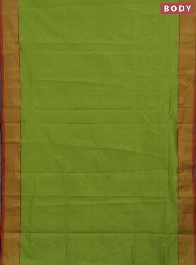 Green & Black Semi Silk Cotton Saree - Buttas