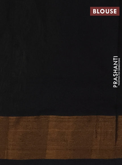Green & Black Semi Silk Cotton Saree - Buttas