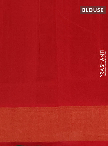 Green & Red Semi Silk Cotton Saree - Buttas