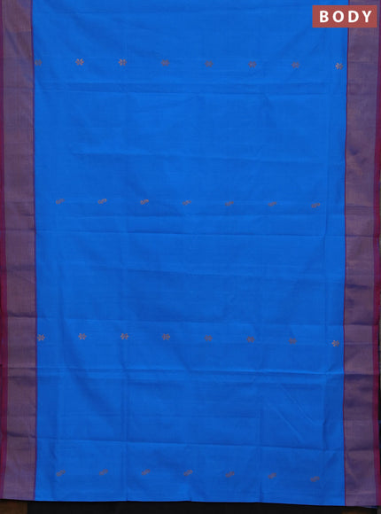 Cs Blue & Black Semi Silk Cotton Saree - Buttas