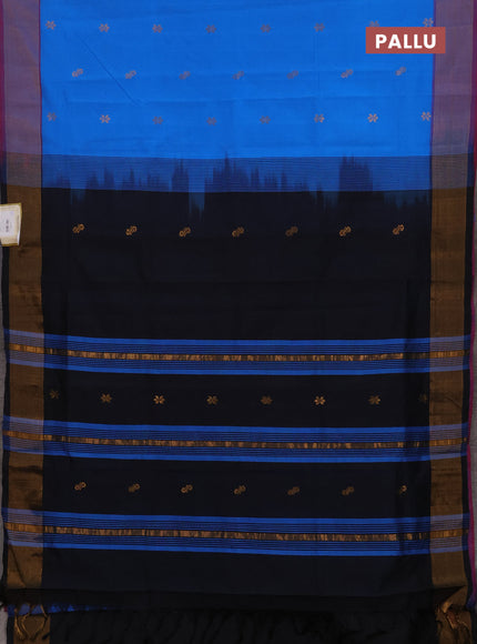 Cs Blue & Black Semi Silk Cotton Saree - Buttas
