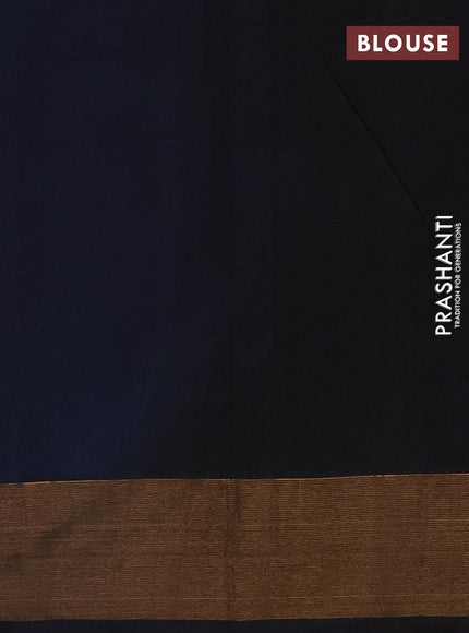 Cs Blue & Black Semi Silk Cotton Saree - Buttas