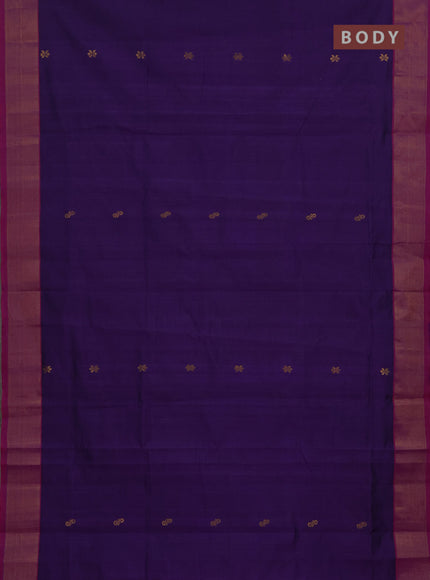Violet & Pink Semi Silk Cotton Saree - Buttas
