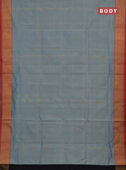 Blue & Black Semi Silk Cotton Saree - Buttas