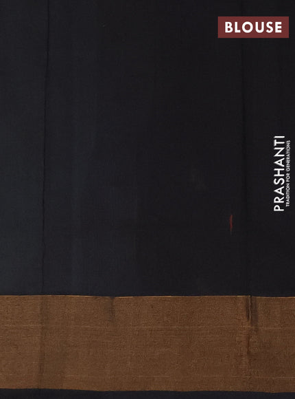 Blue & Black Semi Silk Cotton Saree - Buttas
