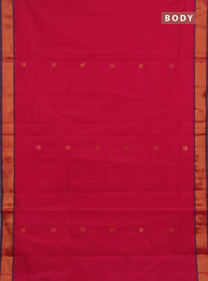 Pink & Grey Semi Silk Cotton Saree - Buttas