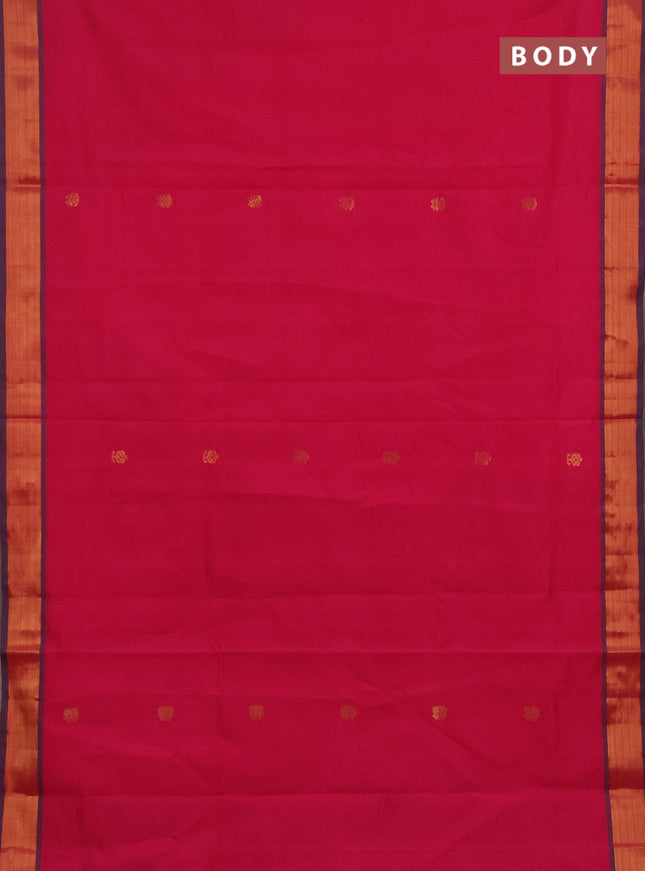 Pink & Grey Semi Silk Cotton Saree - Buttas