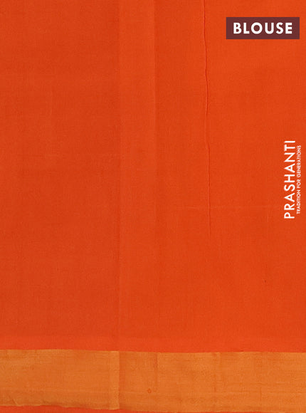 Blue & Orange Semi Silk Cotton Saree - Buttas
