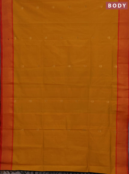 Mustard Yellow & Purple Semi Silk Cotton Saree - Buttas
