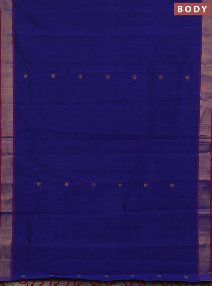 Blue & Pink Semi Silk Cotton Saree - Buttas
