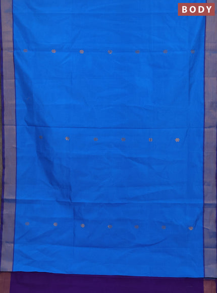 Cs Blue & Violet Semi Silk Cotton Saree - Buttas