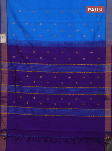 Cs Blue & Violet Semi Silk Cotton Saree - Buttas