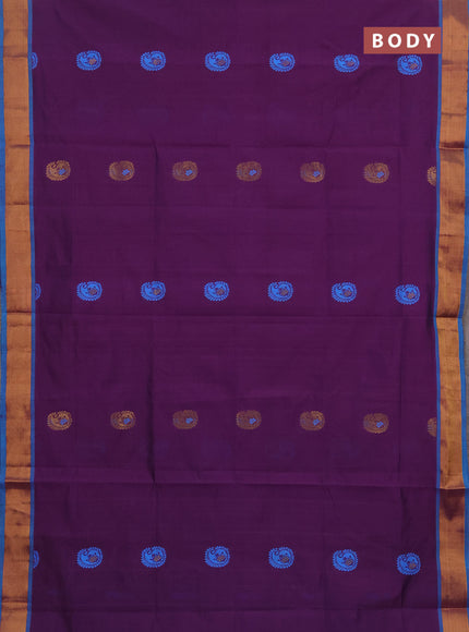 Purple & Cs Blue Semi Silk Cotton Saree - Buttas