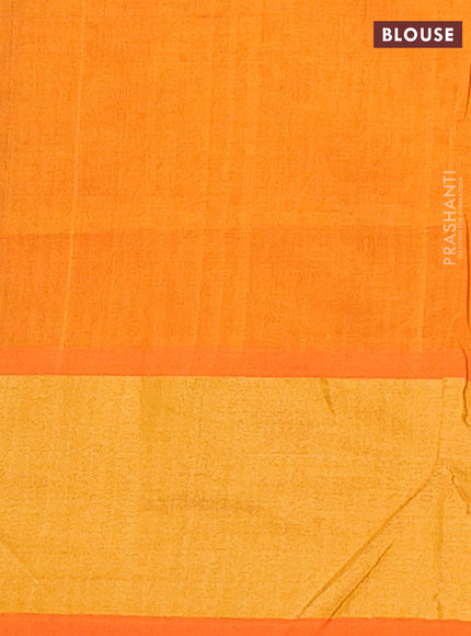 Blue & Orange Semi Silk Cotton Saree - Buttas