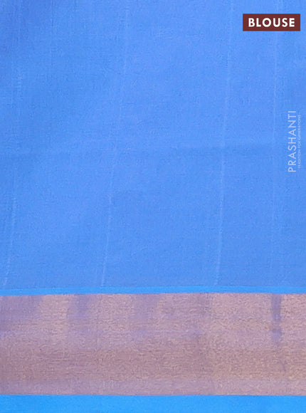 Bottle Green & Blue Semi Silk Cotton Saree - Buttas