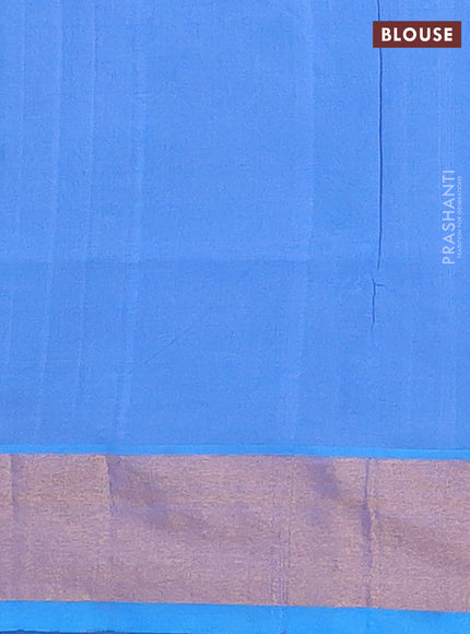 Magenta Pink & Blue Semi Silk Cotton Saree - Buttas