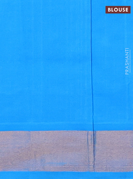 Mustard Yellow & Cs Blue Semi Silk Cotton Saree - Buttas