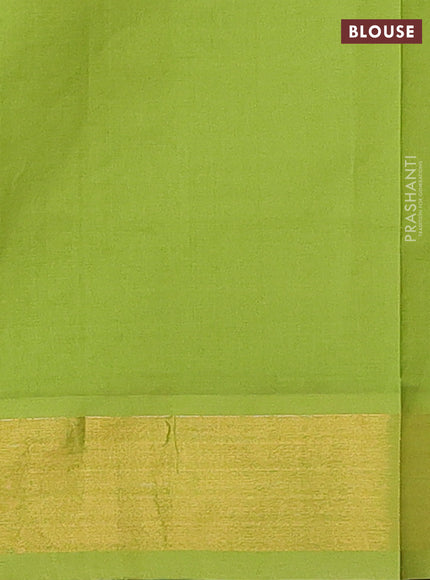 Magenta Pink & Green Semi Silk Cotton Saree - Buttas