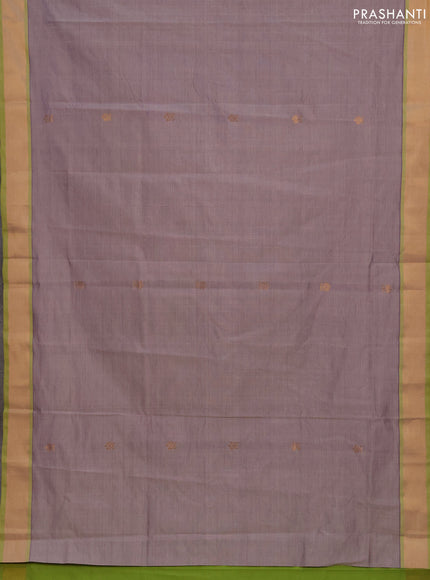 Grey & Green Semi Silk Cotton Saree - Buttas
