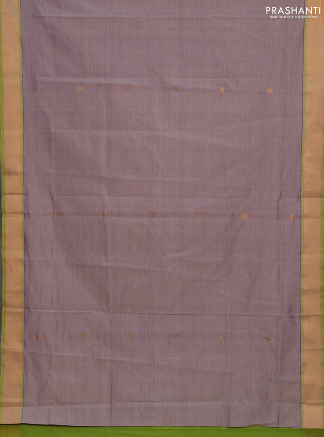 Grey & Green Semi Silk Cotton Saree - Buttas