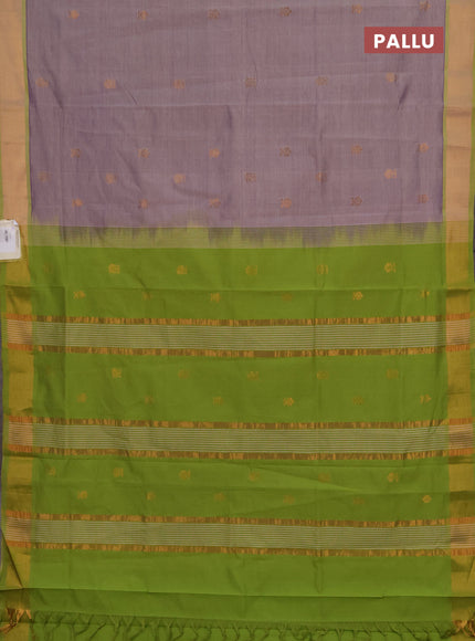 Grey & Green Semi Silk Cotton Saree - Buttas